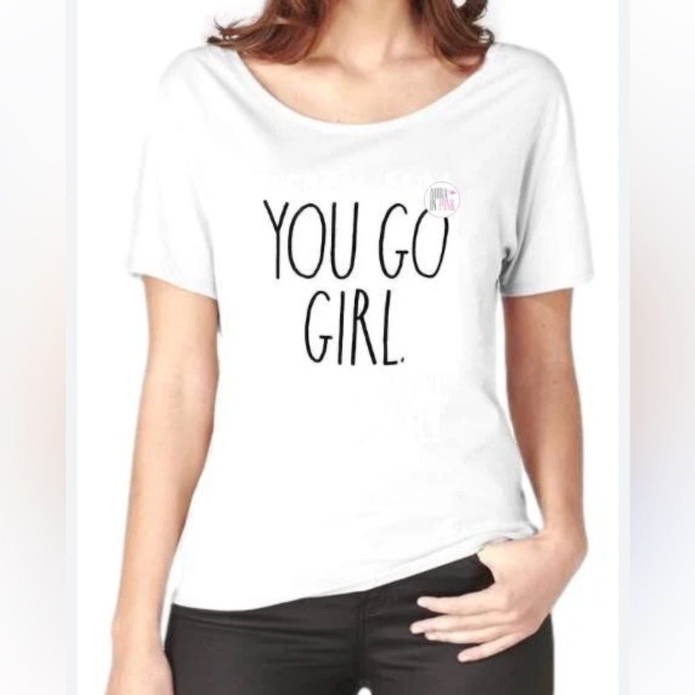 Rae Dunn You Go Girl Graphic Tee Shirt White Size S